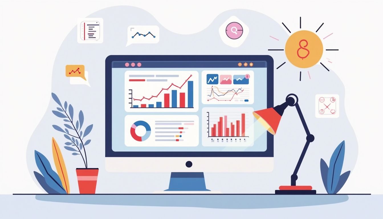 Flat vector illustration of a laptop displaying forex trading charts.
