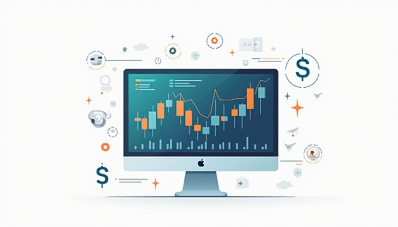 Minimalist vector illustration of a Forex trading system interface.