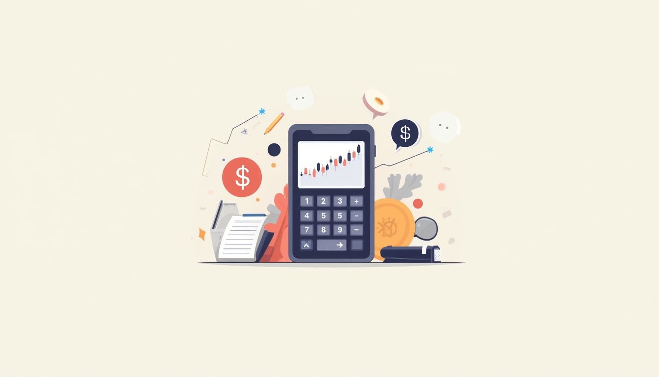 Minimalist flat vector illustration of a stop loss calculator for trading. Minimalist flat vector illustration of a stop loss calculator for trading.