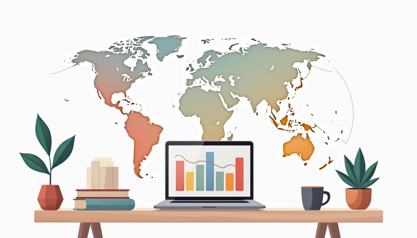 Modern home office workspace with minimalist design and bold colours.