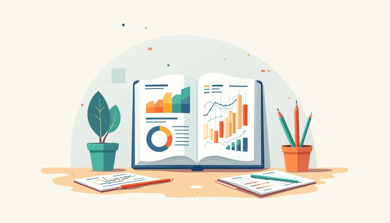 Minimalist vector illustration of an open ebook on forex trading.