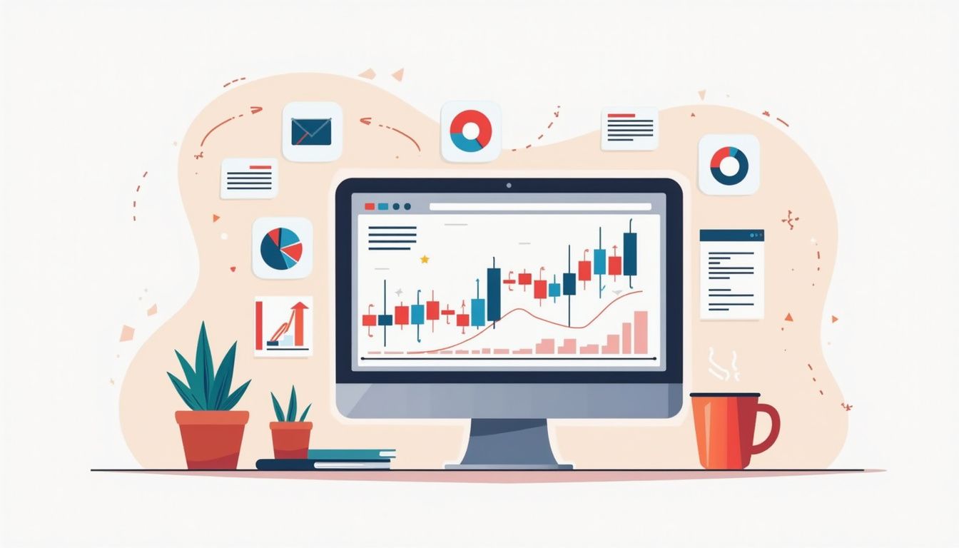 Flat vector illustration of a modern home office workspace. Flat vector illustration of a modern home office workspace.