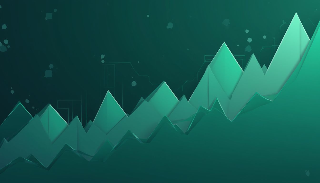 Flat vector illustration of abstract stock market charts in muted colours.