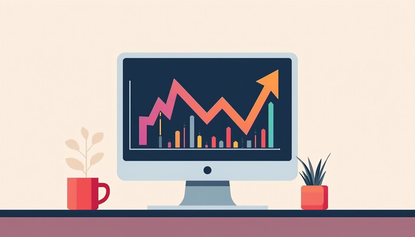 A minimalist vector illustration of a desk with a forex trading loss.